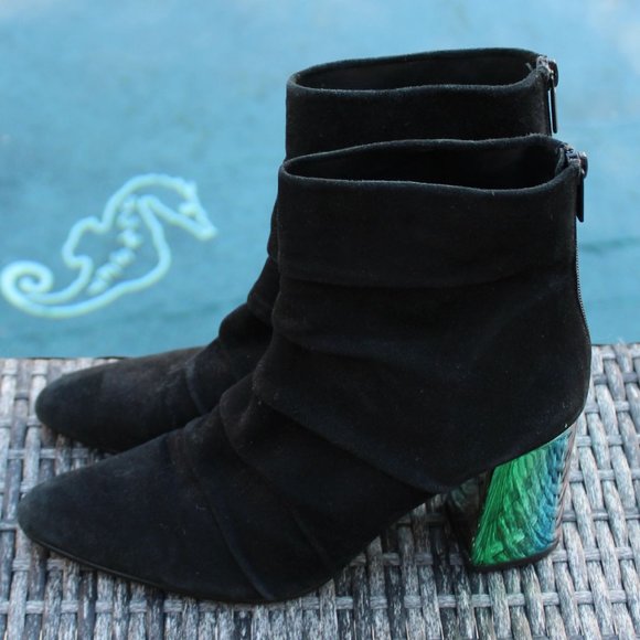 Zara Suede Boots With Metallic Heels 9.5 - Picture 1 of 3